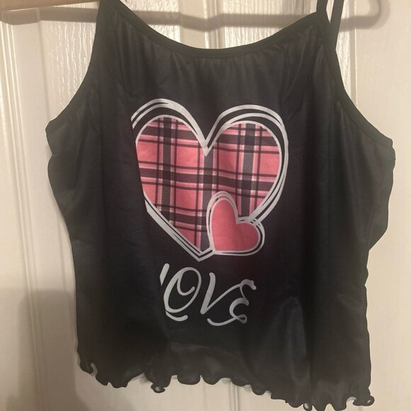 Pajamas Pjs 2 Set Size S Pink & Black Plaid Women's Spaghetti Straps Shorts New - Picture 8 of 10